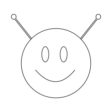 Extraterrestrial alien face or head symbol line art vector icon for apps and websites isolated on a white background in eps10のイラスト素材
