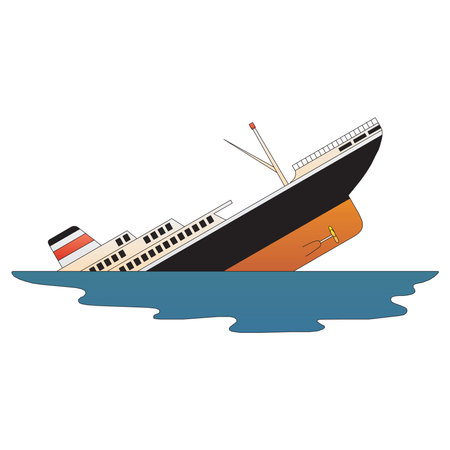 Ship Sinking vector illustration isolated on a white in EPS10のイラスト素材