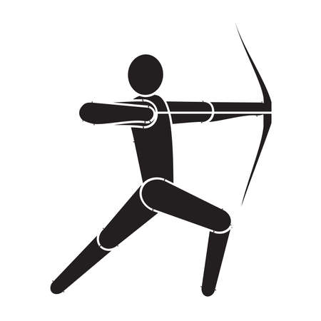 Archery athlete with compound bow. Vector Illustration isolated on white background.のイラスト素材