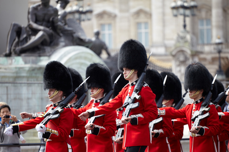 London, UK - April 16, 2011: Change of the Royal Guard ceremony at Buckingham Palaceのeditorial素材