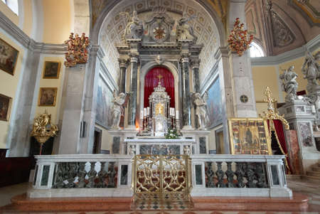 Rovinj, Croatia - August 30, 2007: Interior of the church of St. Euphemia, which is towering at the center of old town of Rovinj and is visible and recognizable from afar.のeditorial素材