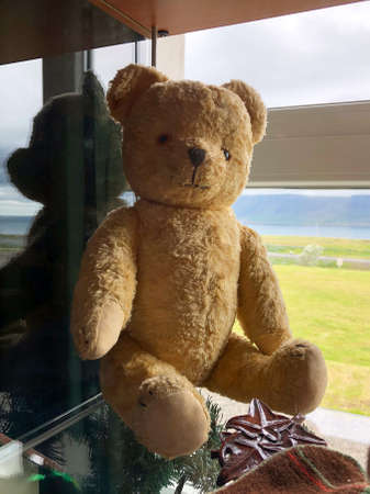 Hladir, Iceland - July 4, 2018: Vintage Teddy bear. Hladir, Hvalfjardarstrond, Akranes region, Icelandのeditorial素材