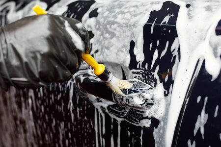 Detailed vehicle cleaning to washingの写真素材