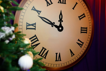 large decorative clock in a restaurantの写真素材