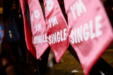 red ties with white lettering i am single at the wedding competition