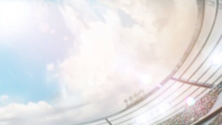 Profesional soccer stadium. Daytime stadium. Background. Fish eye Sunny dayの写真素材