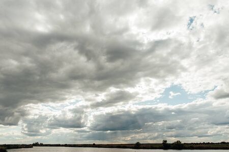 Landscape of river with beautiful of the sunset on colorful of sky and cloud