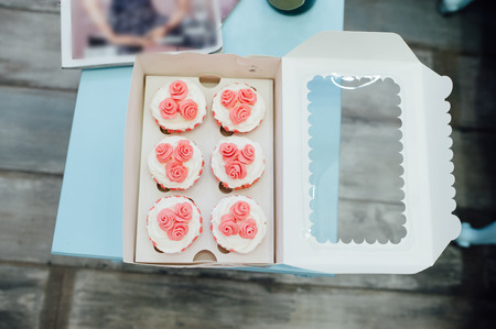 eco-friendly French makarons cake on the table.の写真素材