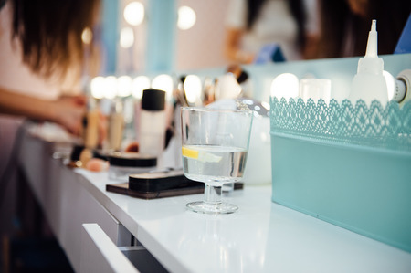 many accessories of make-up artist and stylist in a beauty salonの写真素材