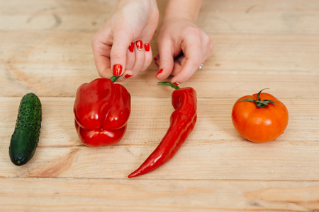 Vegetables on a wooden boards.の写真素材