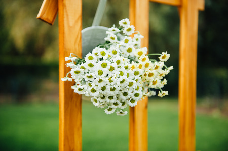 Hand made wedding decorations with wooden boxes,の写真素材