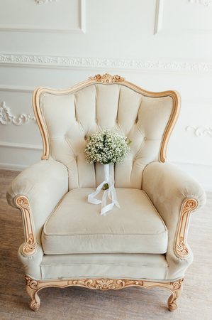 incredibly beautiful elegant stylish bridal bouquet with white and purple flowersの写真素材