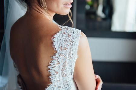 Wedding day. Beautiful Bride. Preparations. Wedding Dress.の写真素材
