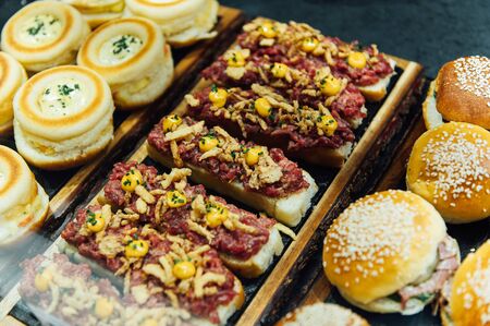 Luxurious selection of tapas. traditional small portion snacks in Spain. in San Miguel tapas barの写真素材