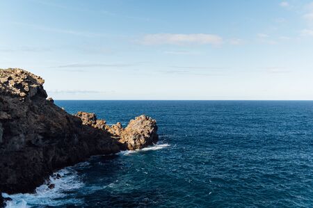 Breaking waves on the coast of Tenerife island, Canary islands, Atlantic ocean, Spainの写真素材