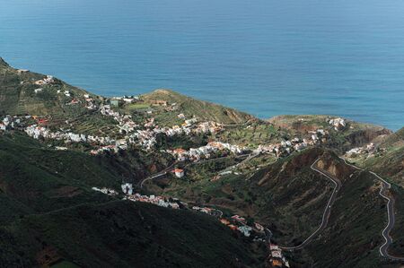 Winding mountain road in Anaga Mountains Taganana Tenerife, Canary islandの写真素材