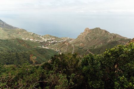 Winding mountain road in Anaga Mountains Taganana Tenerife, Canary island.の写真素材