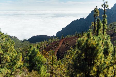 Beautiful panorama of nature above the clouds on the island of Tenerife.の写真素材