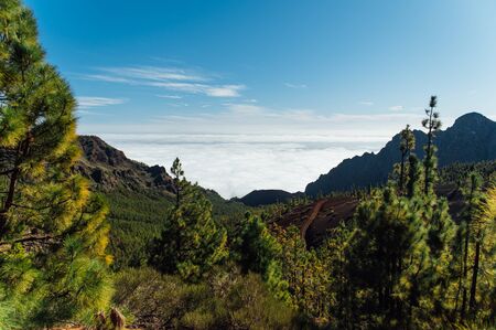Beautiful panorama of nature above the clouds on the island of Tenerife.の写真素材