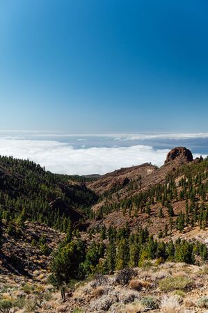 Beautiful panorama of nature above the clouds on the island of Tenerife.の写真素材