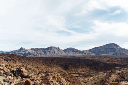 Teide National Park. Beautiful view of volcano mountain rocks desert crater.の写真素材