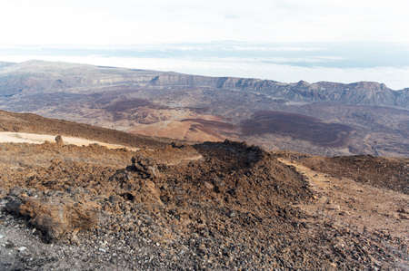 Teide National Park. Beautiful view of volcano mountain rocks desert crater.の写真素材