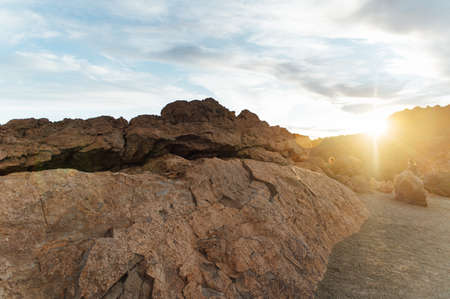 Teide National Park. Beautiful view of volcano mountain rocks desert crater.の写真素材