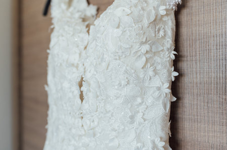 The bride s wedding dress, the wedding morning, the best moments in the life of every girl.の写真素材