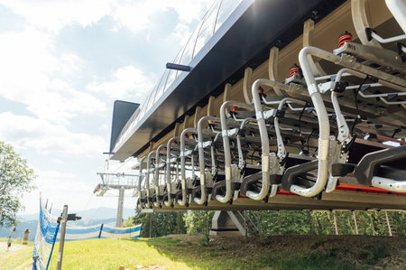 Parking of funicular and lifts at the mountain stationの写真素材