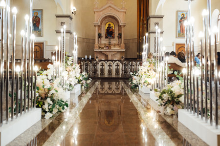 Large bright hall of the Armenian churchの写真素材