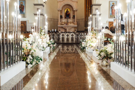 Large bright hall of the Armenian churchの写真素材