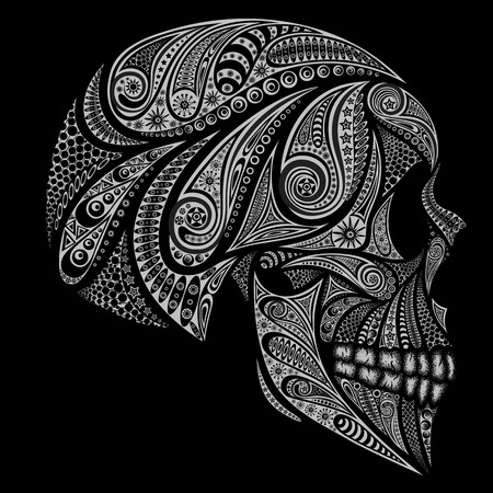 Vector human skull on a black backgroundのイラスト素材