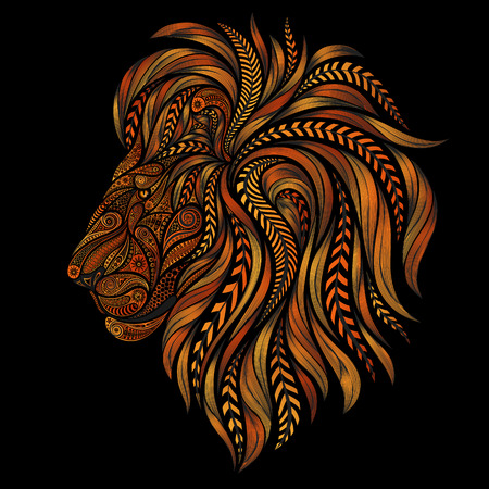 Abstract red vector lion of patternsのイラスト素材