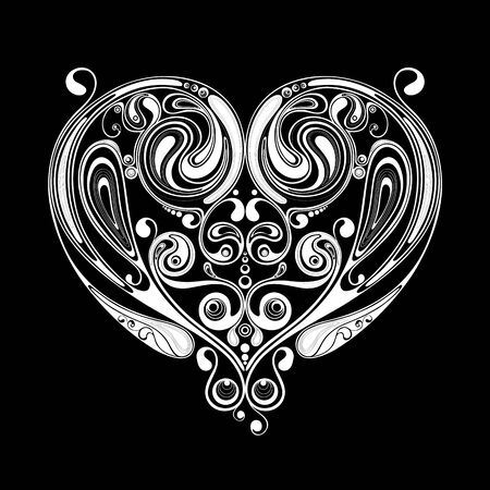 Valentine's Day. White abstract vector heart made of flowers.のイラスト素材