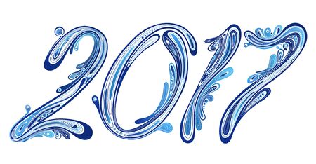 The symbol of the New year and Christmas 2017. The numbers of abstract vector patterns blueのイラスト素材
