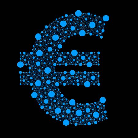 Monetary currency. Abstract blue vector silhouette the Euro of dots and linesのイラスト素材
