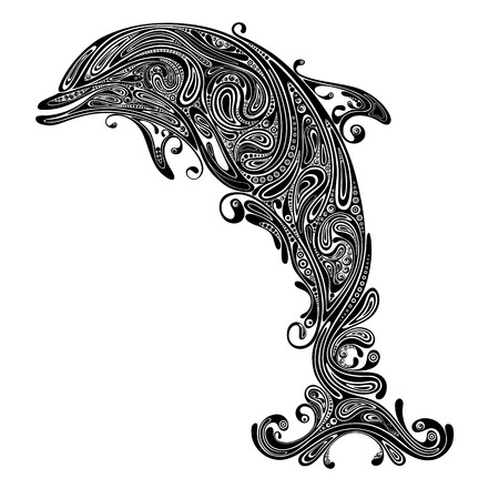 Abstract vector silhouette of a Dolphin patternsのイラスト素材