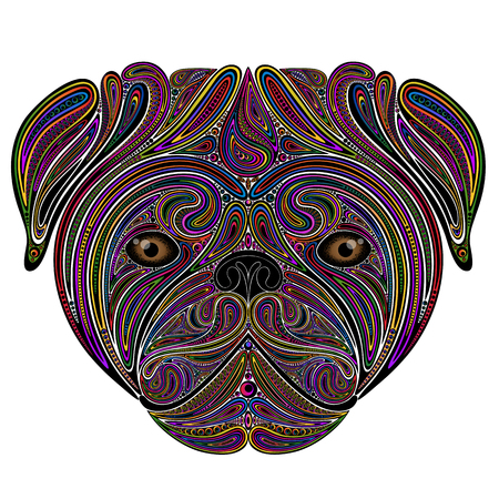 Color vector bulldog of beautiful patternsのイラスト素材