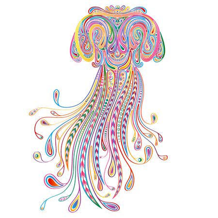 Colorful vector jellyfish with various patternsのイラスト素材