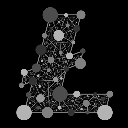 Logo lite coin. Vector symbol of crypto currency out of web on a black backgroundのイラスト素材