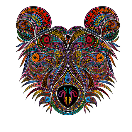The head of a bear. Vector animal from color vintage patternsのイラスト素材