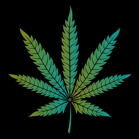 Vector sheet of marijuana with a gradient on a dark backgroundのイラスト素材