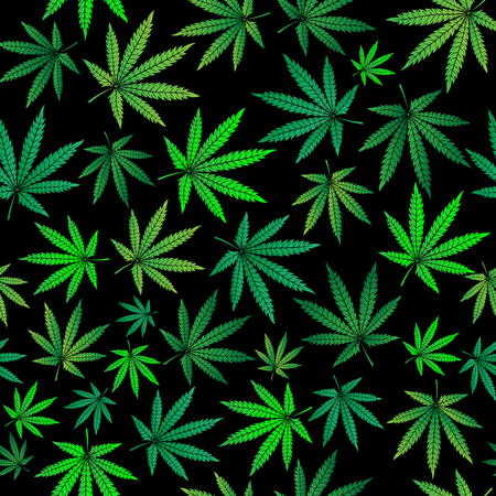 Seamless pattern with green marijuana sheetsのイラスト素材