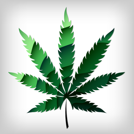 The art of origami. The concept of a vector leaf of marijuana in green huesのイラスト素材