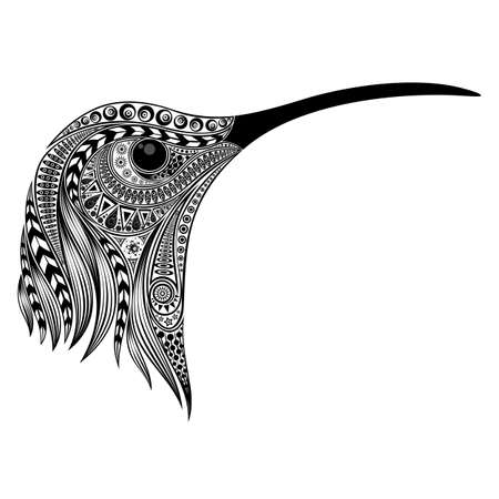 Vector hummingbird head from original printable patternsのイラスト素材