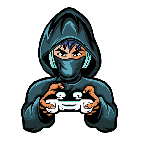 Original vector for gamer with headphones and joystickのイラスト素材