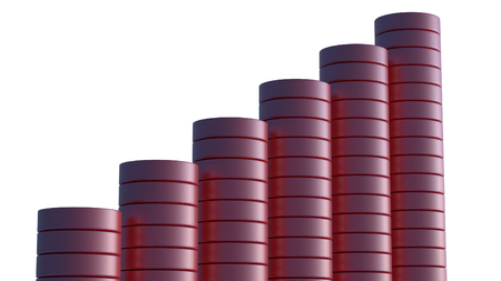 Red 3D pole graph showing stable increase.の写真素材