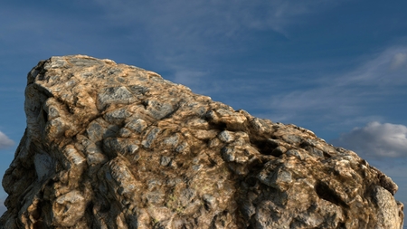Rock /mountain in front of blue sky. 3D render.の写真素材