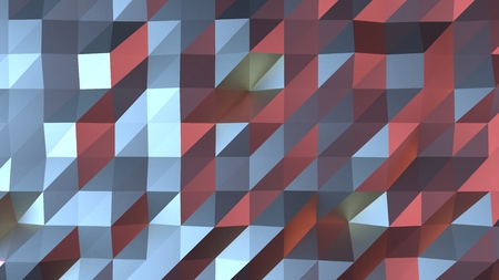 Blue and pink abstract geometric art. Reflective surface render. Retro style colors.