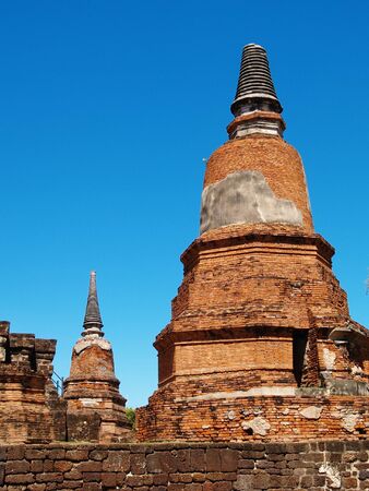 ruin pagodas in Ayutthaya, Thailandの写真素材